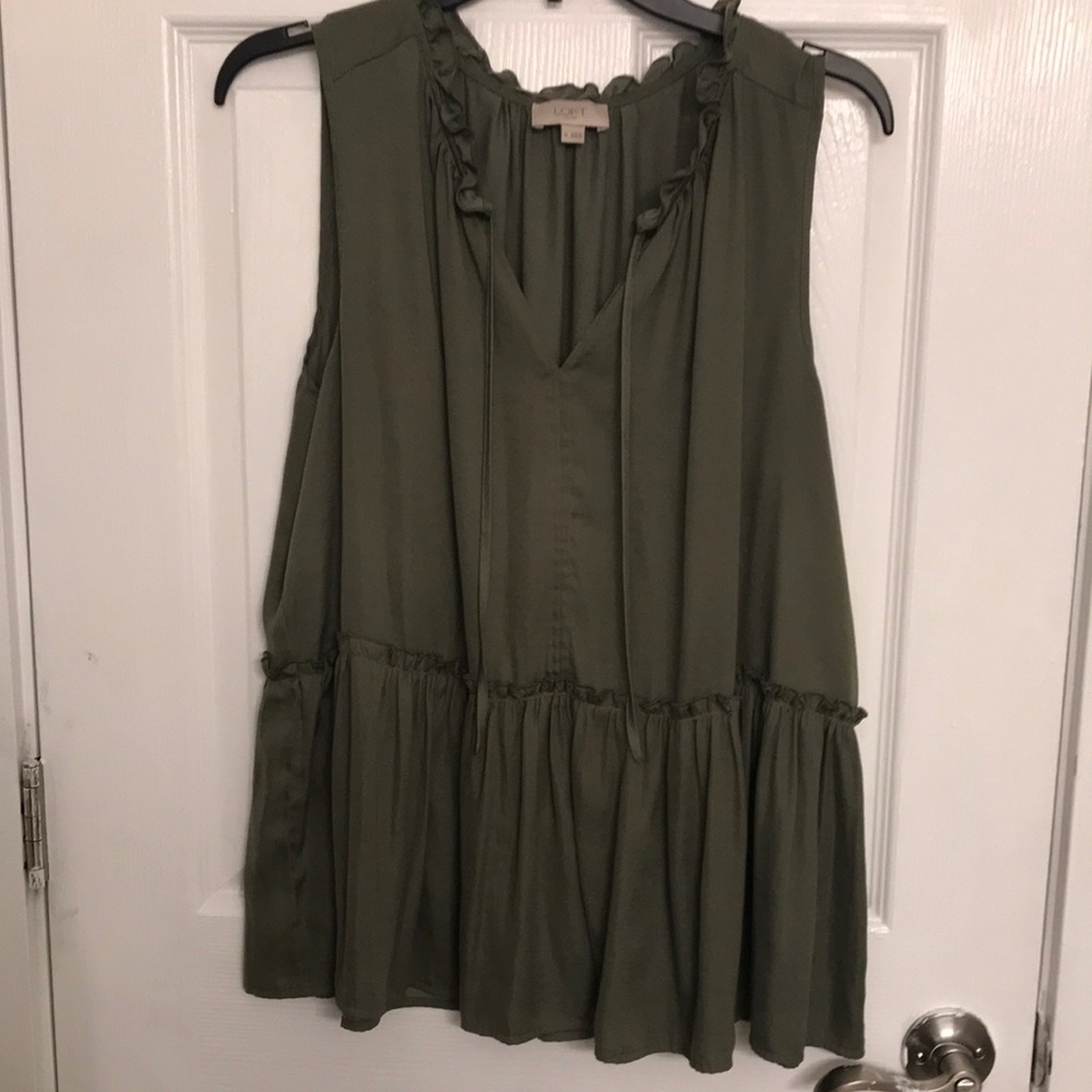 Olive green flowing sleeveless top from Loft